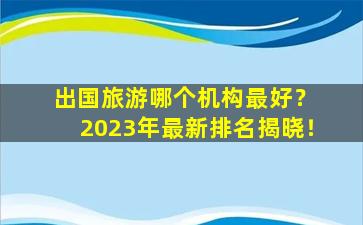 出国旅游哪个机构最好？ 2023年最新排名揭晓！